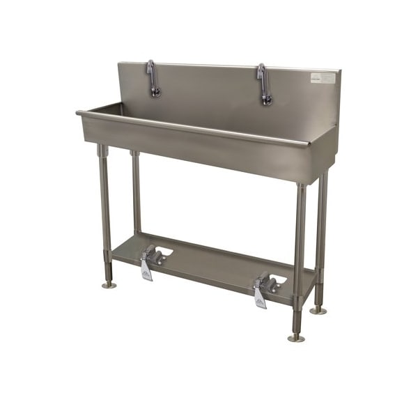 Advance Tabco 2 Stat 16 Ga. 304 SS Floor Mt Square Corner Sink - Toe-push Operated 19-FM-40FV - main